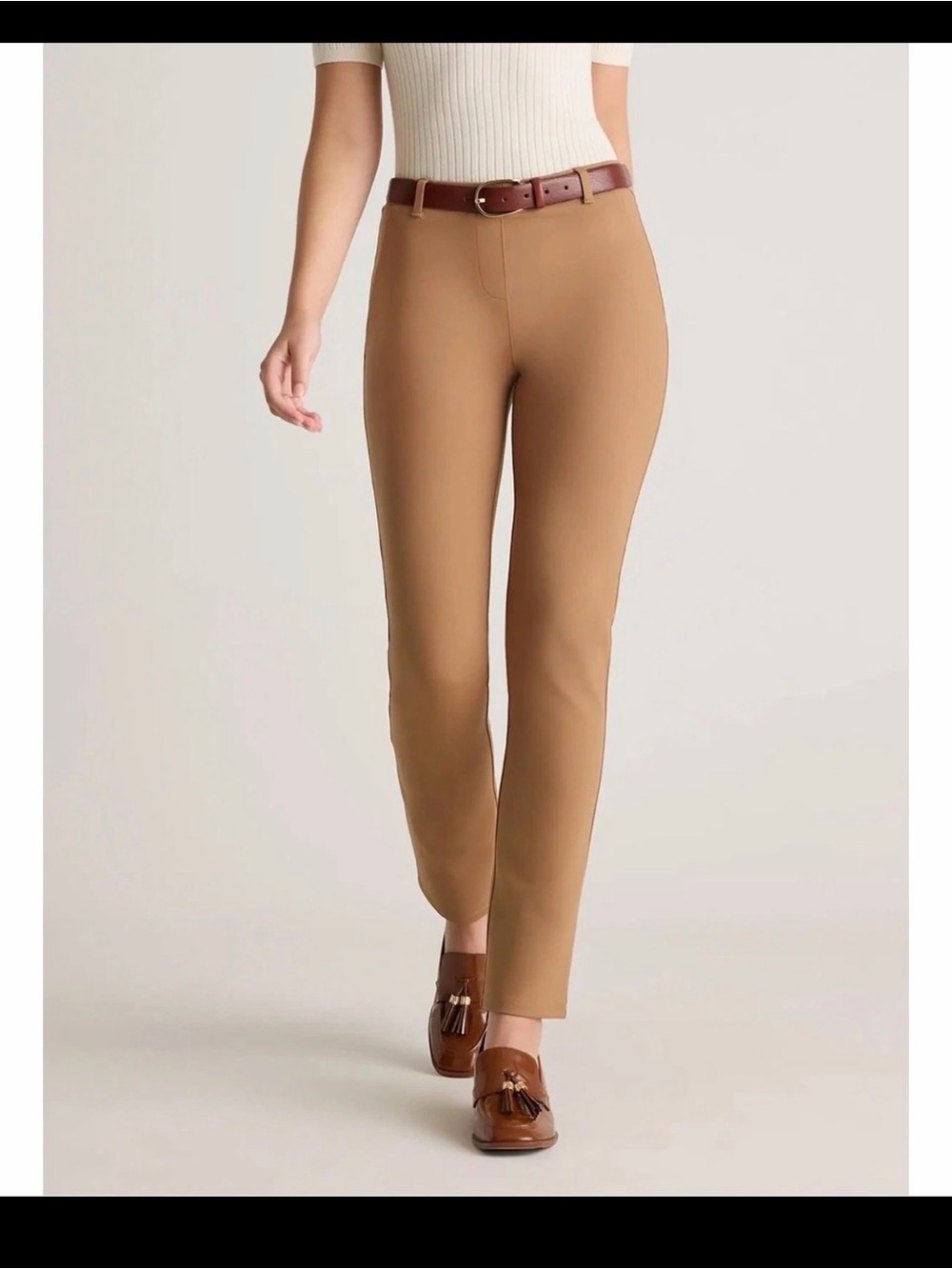 Quince Women Ultra-Stretch Ponte Straight Leg Pants Roasted Pecan M